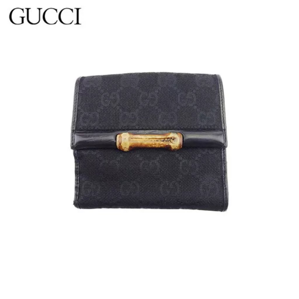 Gucci W Hook Wallet Gg Canvas Beige Canvas X Leather Authentic Used